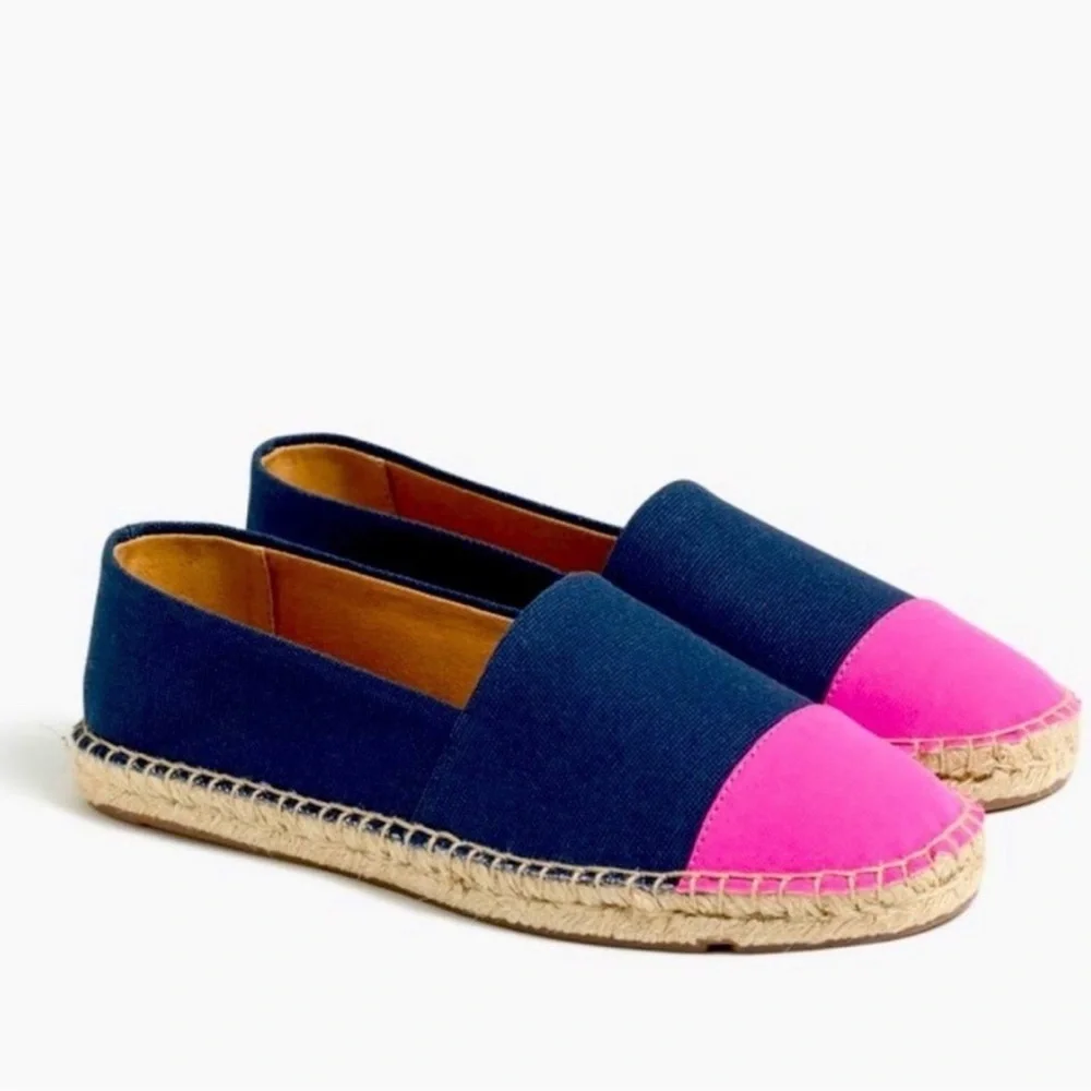 J.Crew Pink‎ Navy Blue Canvas size 7.5 EUC